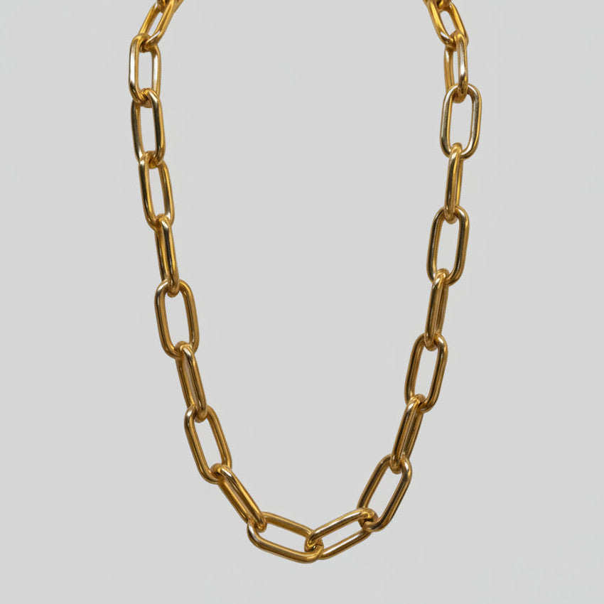corrente com elos circulares médios dourado folheado a ouro 18k