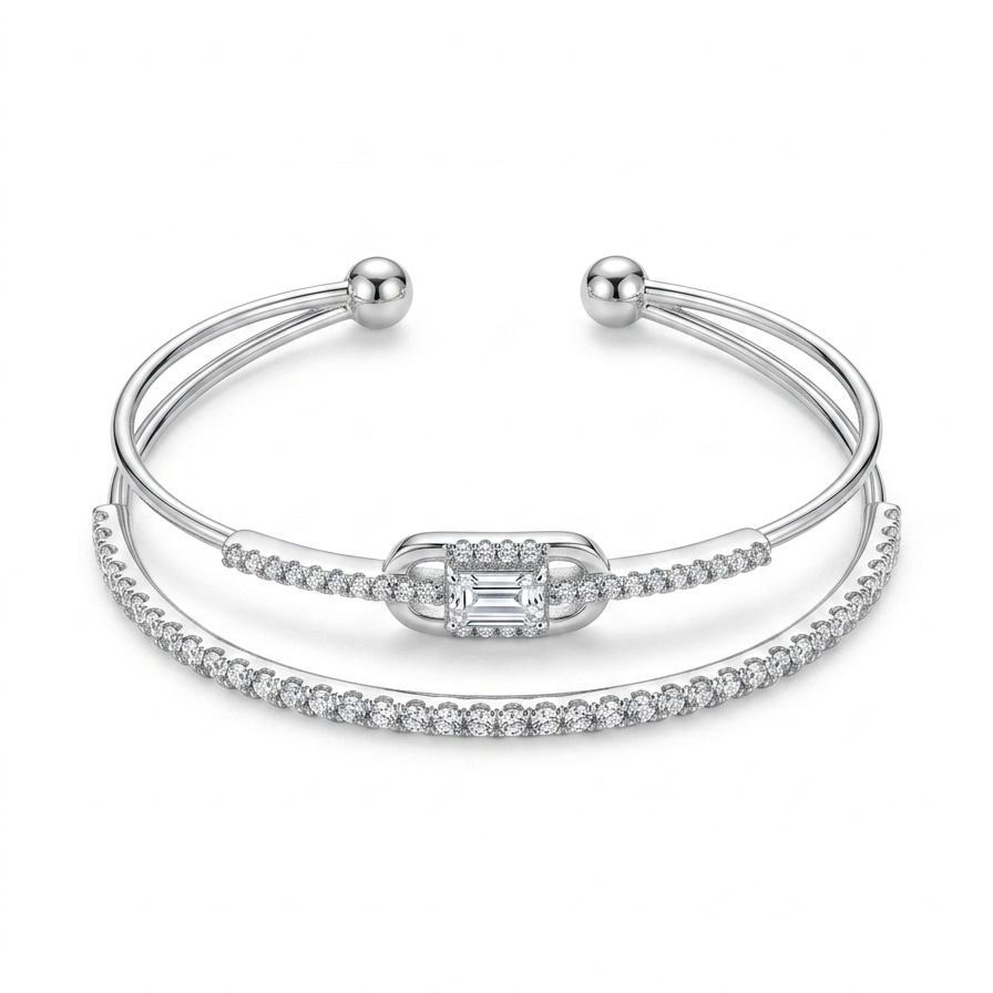 Bracelete Elo de Luz cravejado prata - Folheado