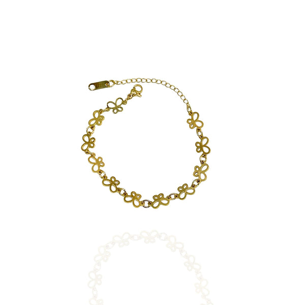 Pulseira borboleta dourada - aço inox