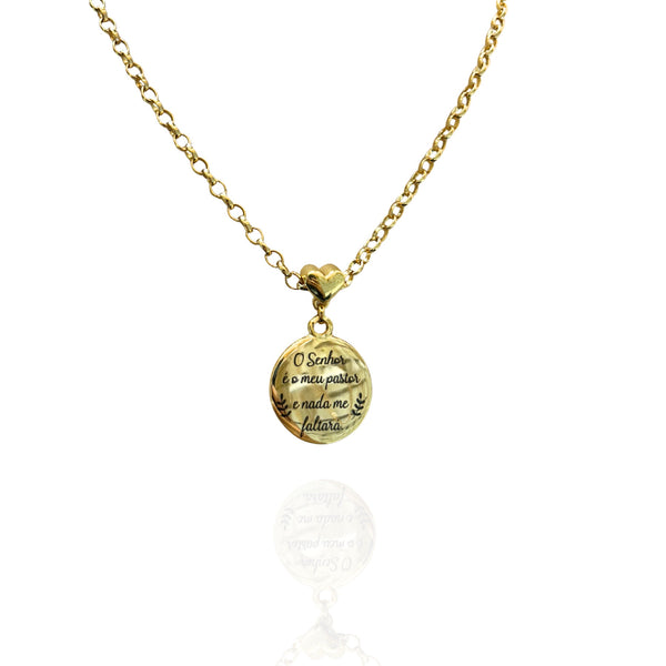 Colar Salmos 23:1 Dourado Folheado a Ouro 18k