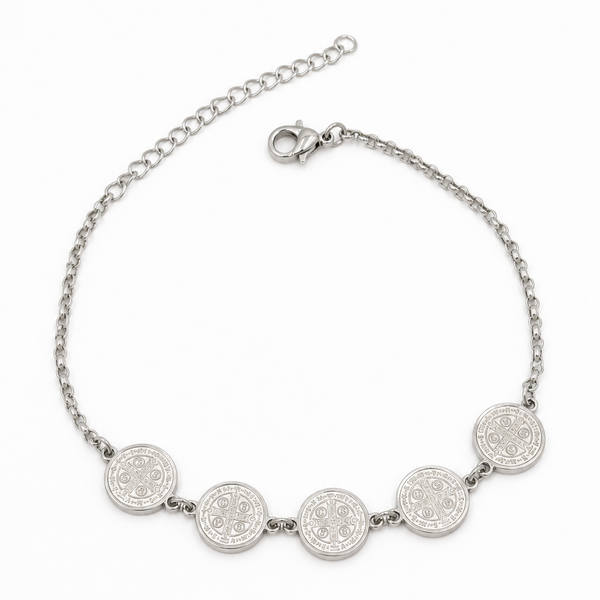 pulseira são bento prata aço inoxidável