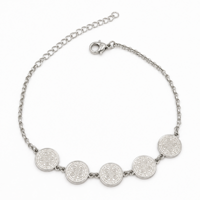 pulseira são bento prata aço inoxidável