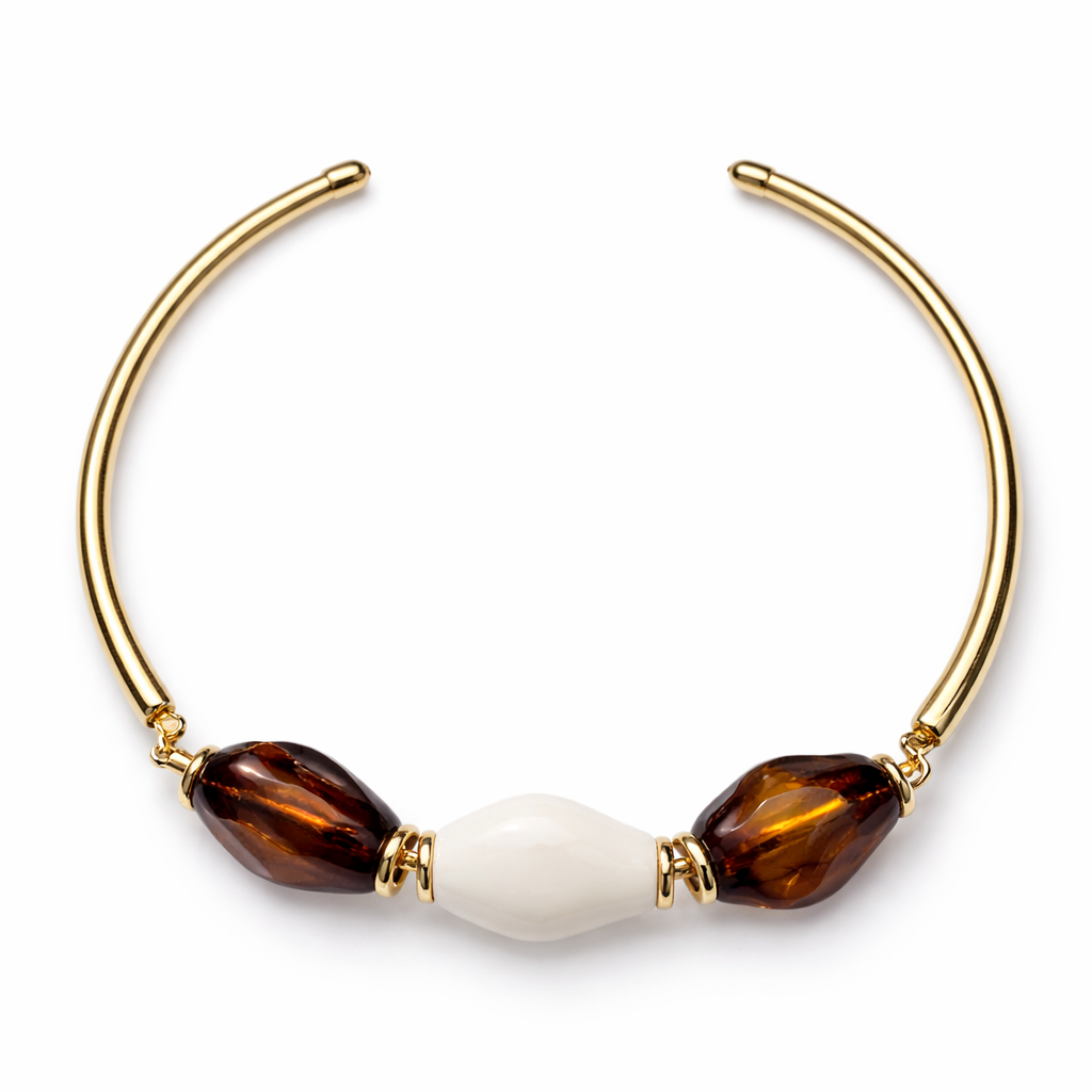 Colar Aro Pedra Natural - Semijoia