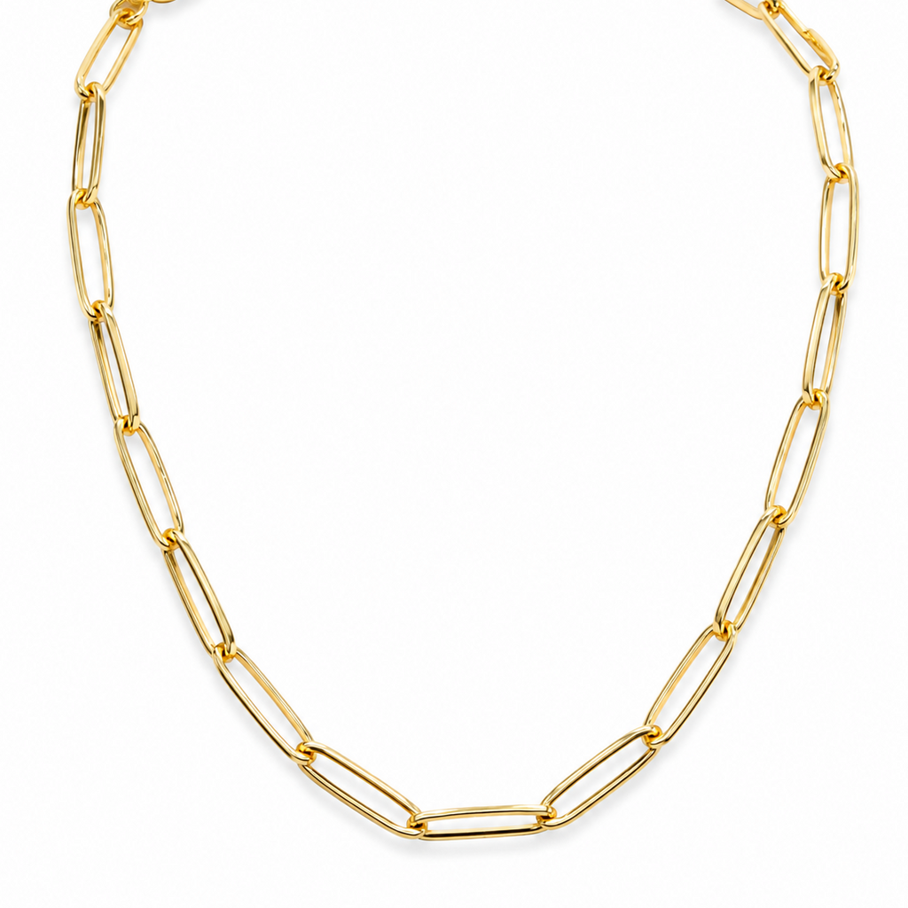Colar Elos alongados dourado folheado a ouro 18k