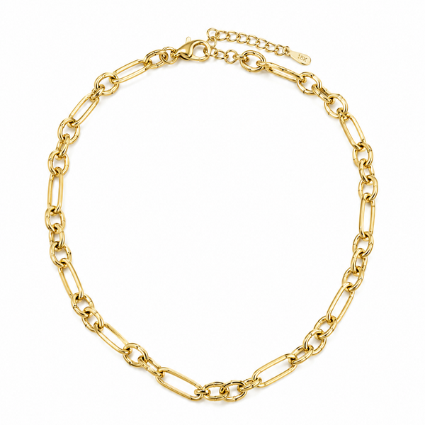 colar elos circulares medios e grandes dourado folheado a ouro 18k