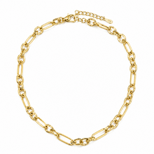 colar elos circulares medios e grandes dourado folheado a ouro 18k