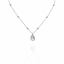 Colar Bolinha Gota Cristal Prata Aço Inox Antialérgico