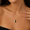 Colar Pingente gota preto e dourado semijoia