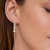 Brinco Strass Fios Dourado Folheado 18k