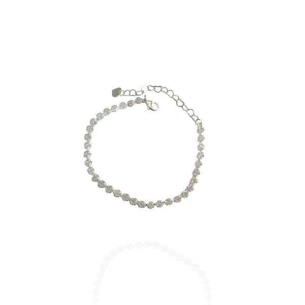 Pulseira ponto de luz cravejada- Folheado a prata