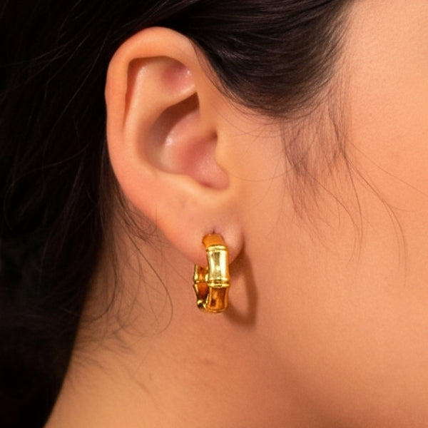 Brinco Argola Bambu orgânico - Semijoia