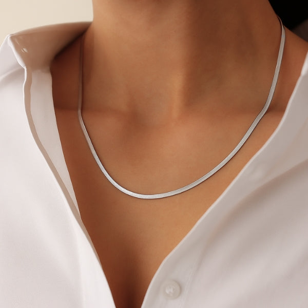 Colar de malha prata aço inoxidável