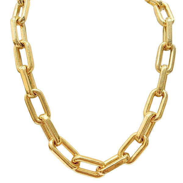 Corrente elos Retangulares grandes dourado Folheado a Ouro 18k