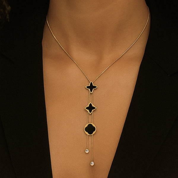 Colar Trevo Dourado Gravatinha Aço Inoxidável