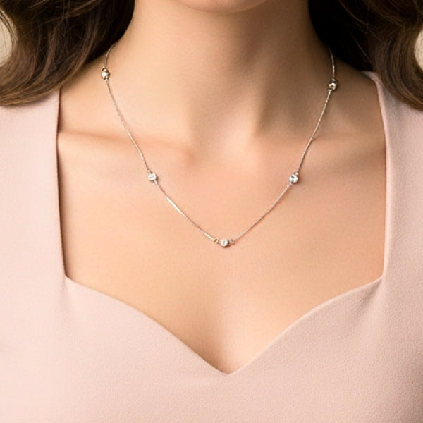 Colar com Cristais - Aço Inoxidável