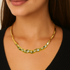 Colar chapa com zircônias Dourado semijoia