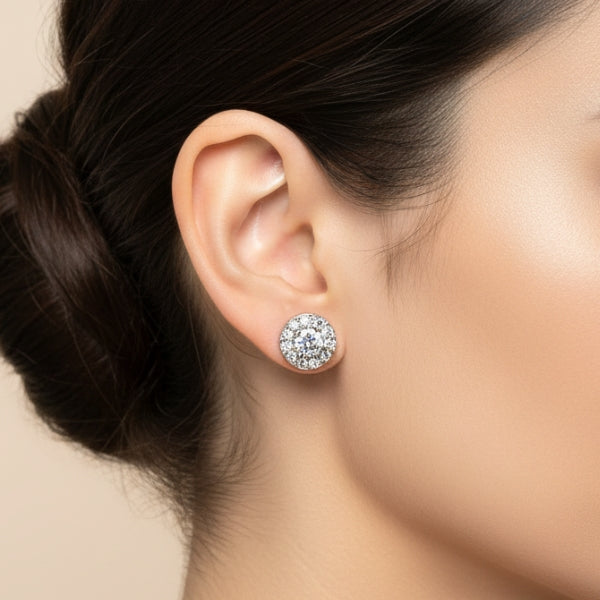 Brinco ponto de luz prata cravejado - Folheado