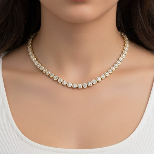 Colar Riviera Circular Cravejada Dourado - Folheado