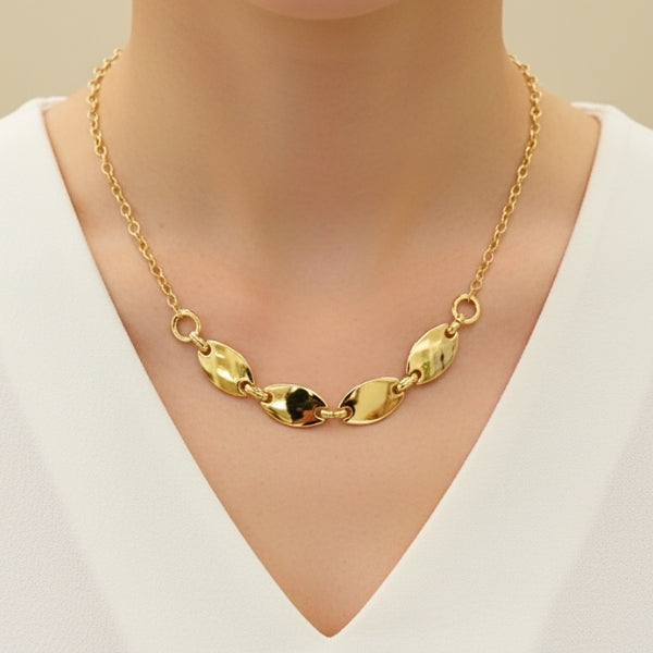 Colar Elos Geométricos Dourado - Semijoia