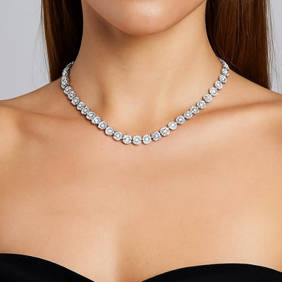 Colar Riviera Circular Cravejada prata - Folheado
