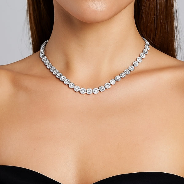 Colar Riviera Circular Cravejada prata - Folheado