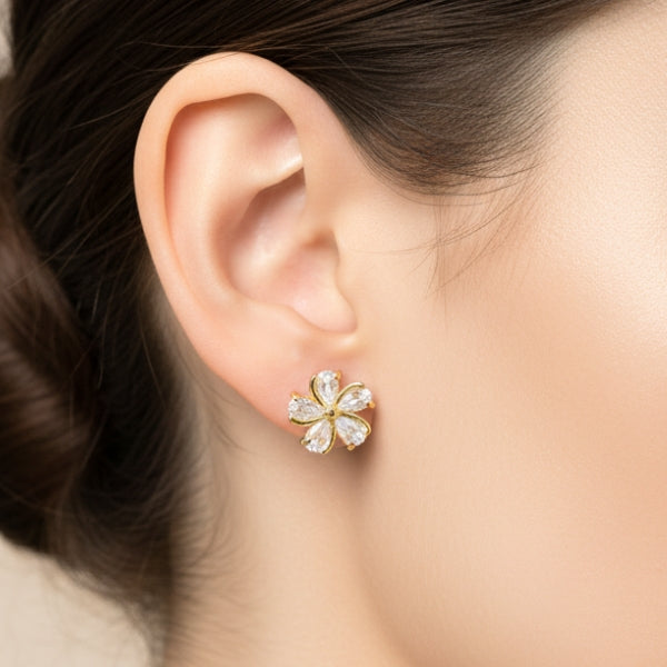 Brinco flor cristal - Semijoia