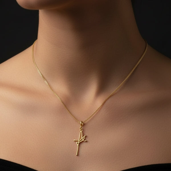 Colar Pingente Fé Dourado - Semijoia