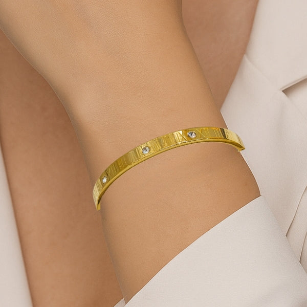 Bracelete números romanos Dourado - Aço inoxidável