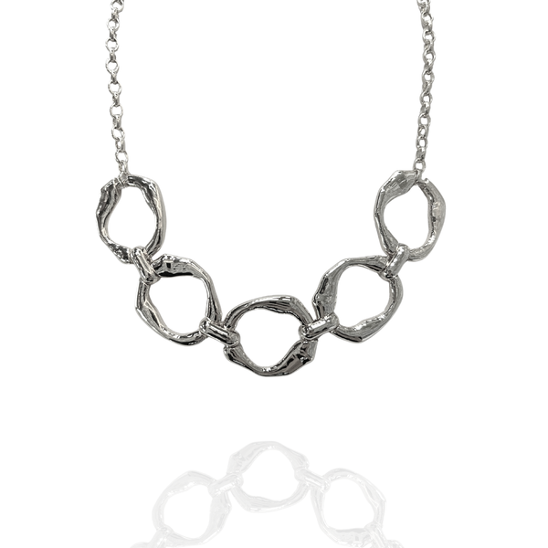 Colar orgânico Elos Circular Prata - Semijoia