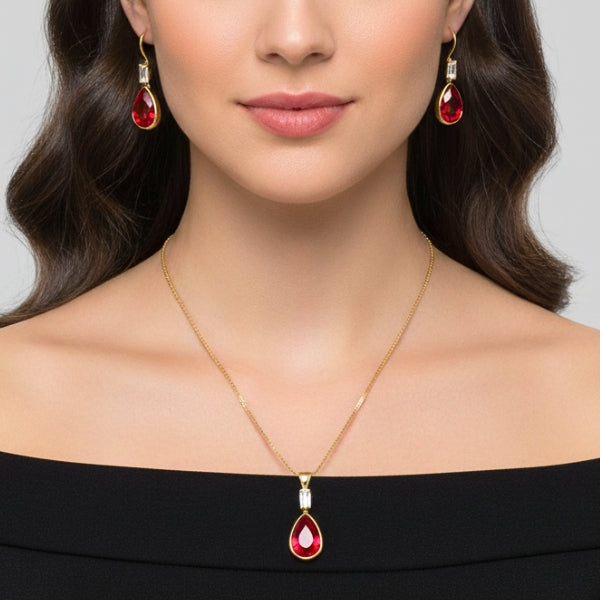 Conjunto Gota Ruby - Semijoia