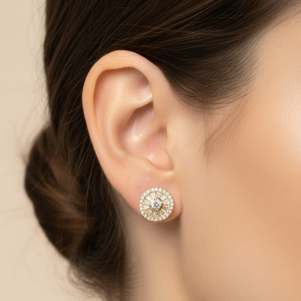 Brinco circular ponto de luz cravejado - Folheado