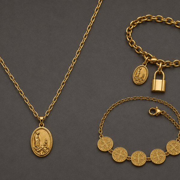 Kit Proteção e Fé —  Colar Nossa Senhora  + 2 Pulseiras