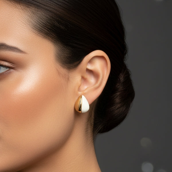 Brinco gota off white - Semijoia