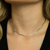Choker Aro Onda Prateado Bijuteria Design Moderno