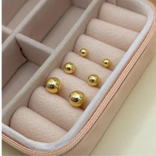 Trio de brincos esferas aço inox - Dourado