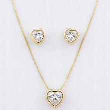 Kit Coração Cristal Dourado Folheado Ouro 18k