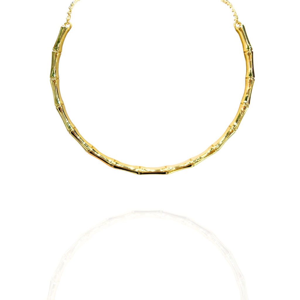 Colar Aro Bambu Dourado - Semijoia