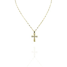 Colar com Pingente cruz Cravejado em Aço Inox - Dourado