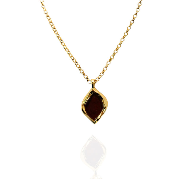 Colar Orgânico Pingente Marrom Folheado 18k