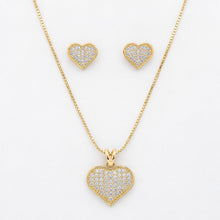 Kit Coração Cravejado Dourado Folheado Ouro 18k