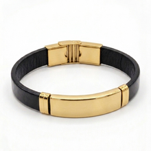Pulseira de borracha com metal em aço inox dourado personalizada