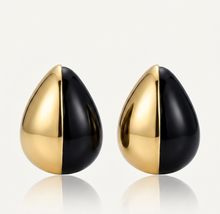 Brinco gota Dourado e preto Semijoia