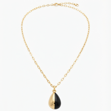 Colar Pingente gota preto e dourado Folheado a Ouro 18k