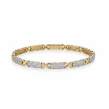 Pulseira Elos Cruzados cravejada com mini zircônias semijoia