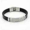 Pulseira de borracha com metal em aço inox prata personalizada
