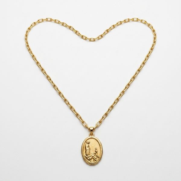 Colar Nossa Senhora de Fátima folheado a ouro 18k