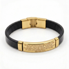 Pulseira de borracha com metal em aço inox dourado personalizada