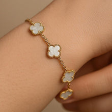 Pulseira Trevos Branco Dourada