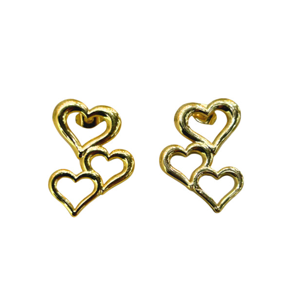 Brinco Corações Dourado Aço Inoxidável