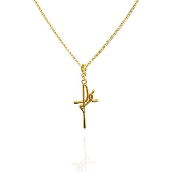 Colar Pingente Fé Dourado - Semijoia